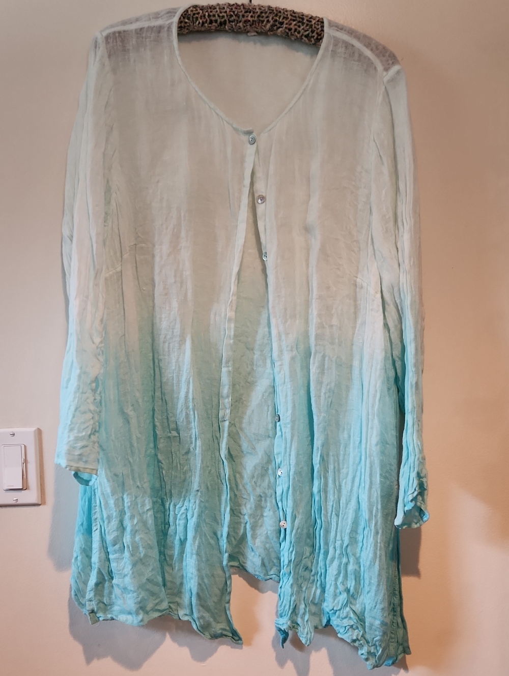 Eileen Fisher Light Ombre Aqua Linen Cover Up